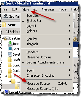 Show eMail Header in Mozilla Thunderbird V6.x